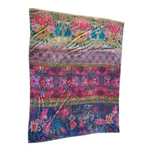 NATURAL LIFE Faux Fur Jewel Border Blanket 52x52 Boho Plush Soft Cottagecore